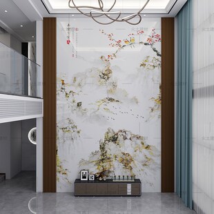 覆式楼高温微晶石岩板电视背景墙瓷砖大理石沙发装饰壁画客厅玄关