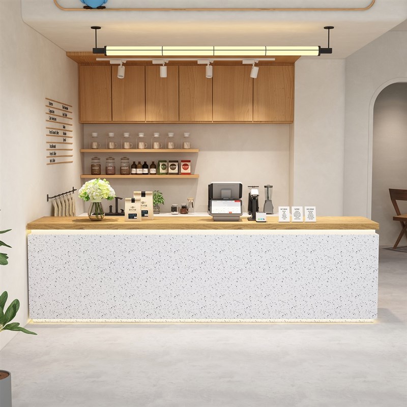 现代简约奶茶店吧台咖啡店收银台花店操作台水果店果切台吧台定制