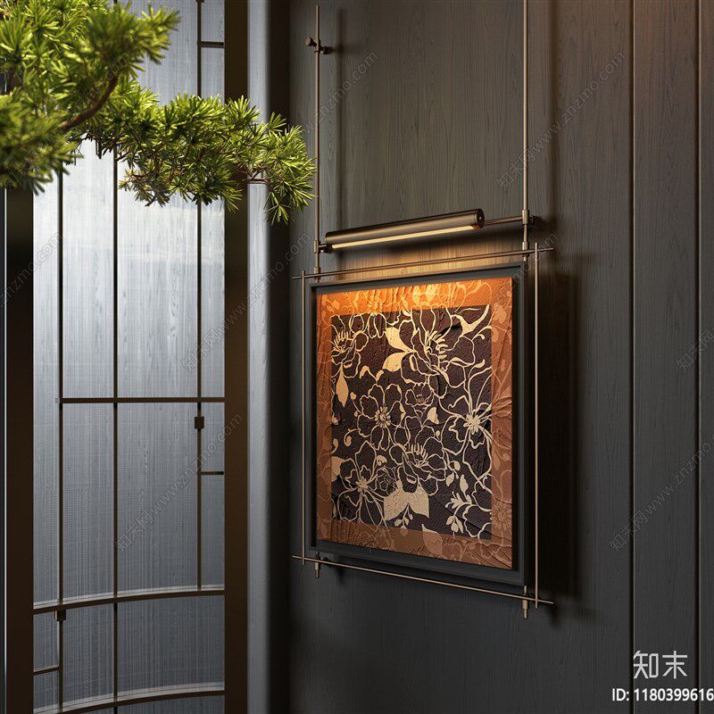 金属灯架装饰画 客厅玄关挂画y 墙上抽象高级感壁画带灯卧室装置