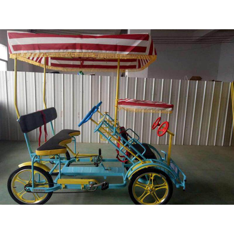 亲子四人电动自行车四轮车自行车双人自行车四轮马电动观光车休闲