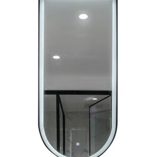 铁艺智能浴室镜子天花板拱形悬挂酒店干区洗手台吊镜悬空镜子带灯