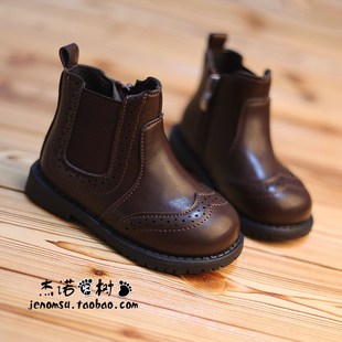 宝宝皮鞋男童英伦风马丁靴春秋季短靴中小童I1-3-5岁黑色女宝靴子