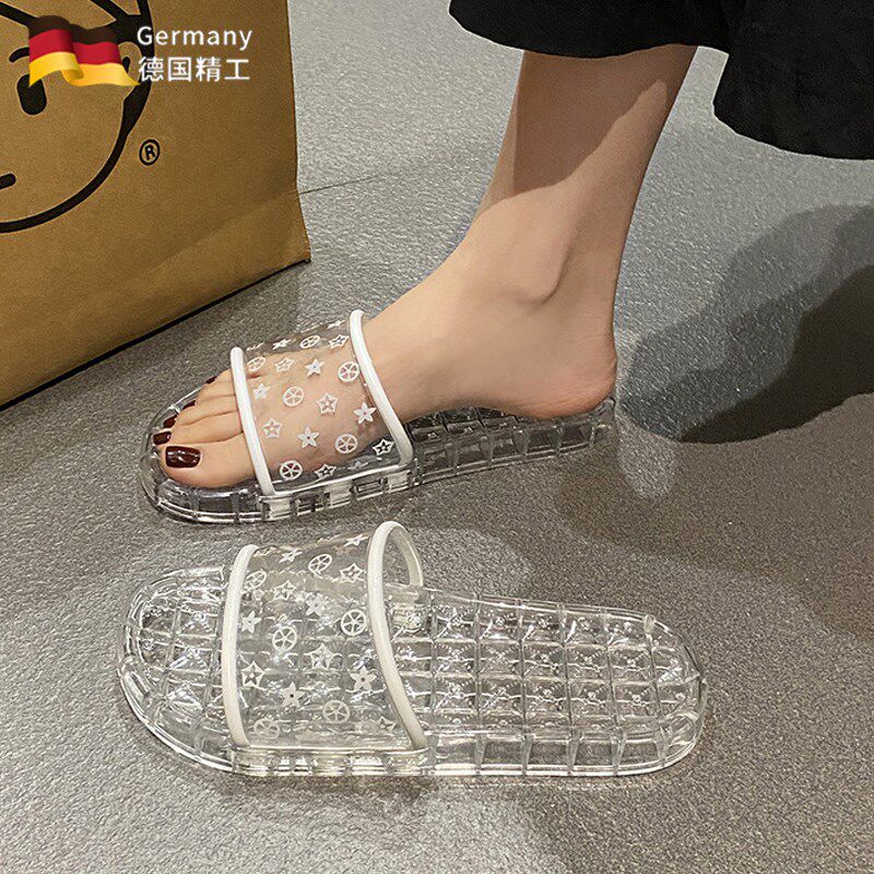 夏天女款浴室防滑拖鞋洗澡专用女士塑料果冻一字拖卫生间防臭凉拖