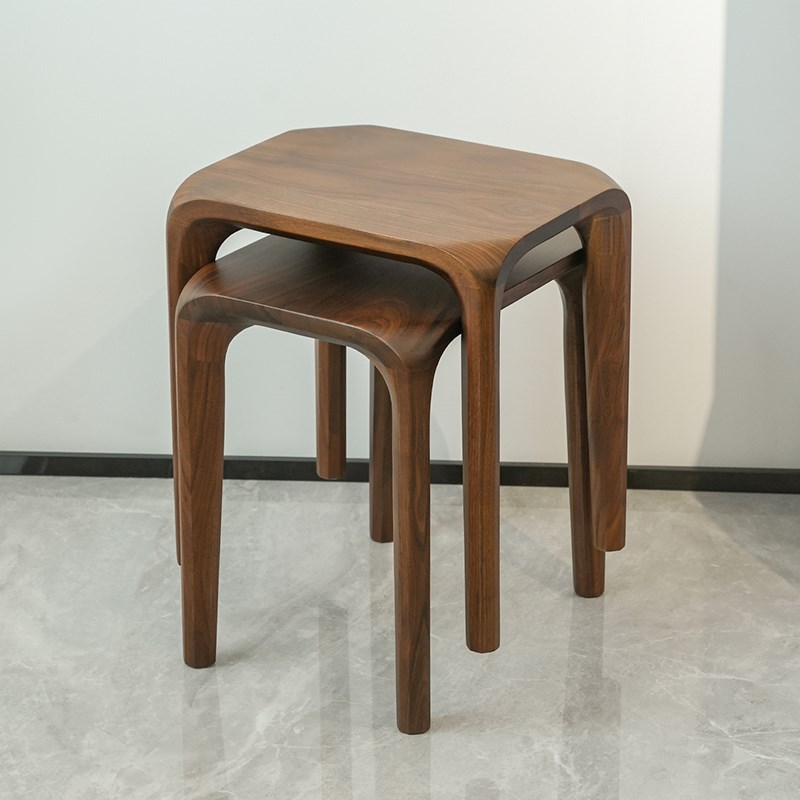 北美黑胡桃木餐凳客厅小板凳家用实木加位凳望月凳子卧室梳妆凳