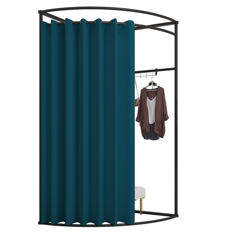 试衣间门帘轨道移动简易更衣室墙角换衣间服装店展示架便携更衣间