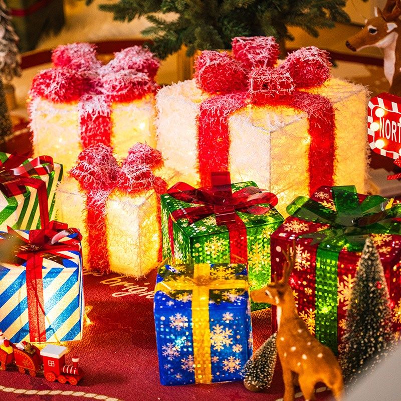 圣诞节装饰品发光礼物盒橱窗礼盒装扮店铺拍照道具小摆件场景布置,节庆用品/礼品,圣诞装饰品,淘宝优惠券,粉丝福利购,淘宝优惠卷