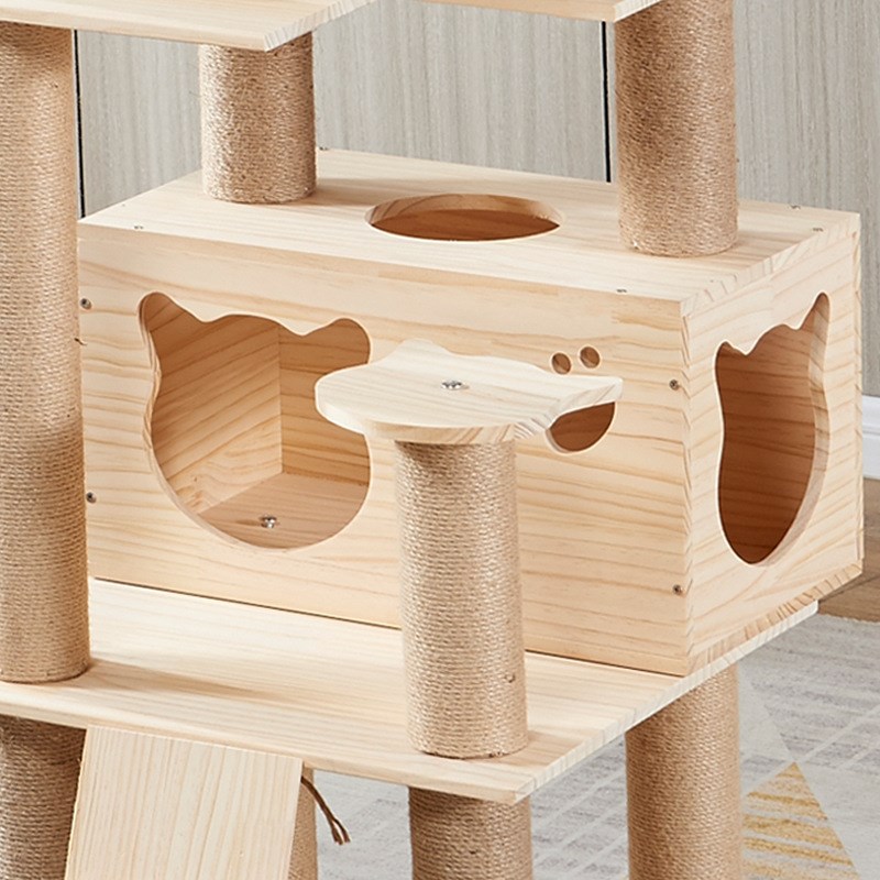 松木猫窝猫树猫爬架猫咪玩具宽敞猫房子大号猫咪木质猫架家具工厂