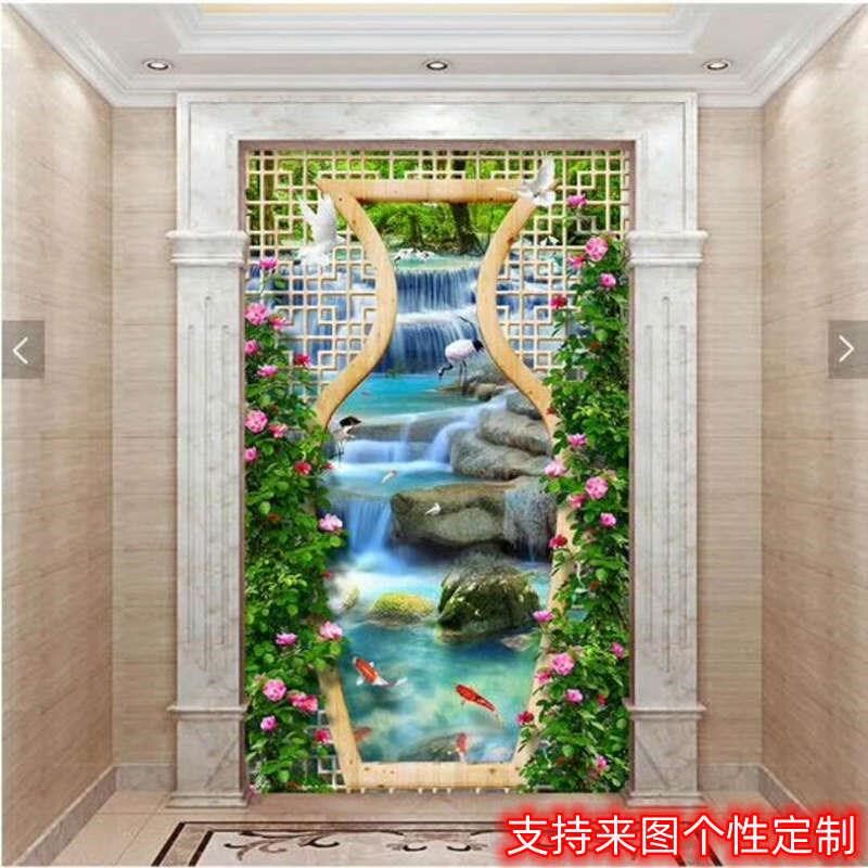 玄关瓷砖画 画摇钱树屏风画 画背景墙花砖过道拼花砖个性壁画 画