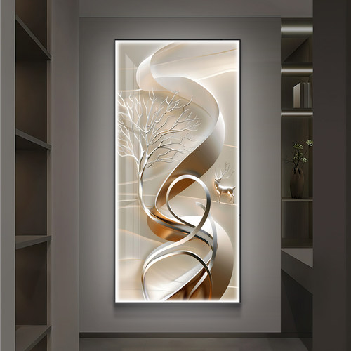 现代简约入户玄关装饰画高级感竖版壁画极简大气抽象Y走廊过道挂