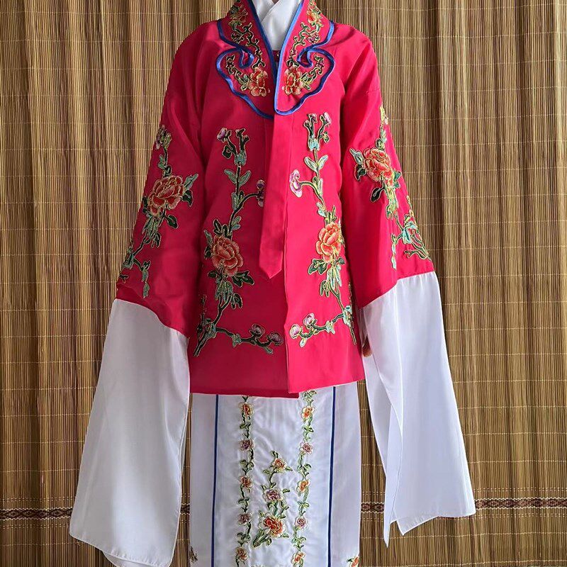 儿童小花旦戏服女对披水袖戏曲小姐青衣黄梅戏学生团体表演服京剧