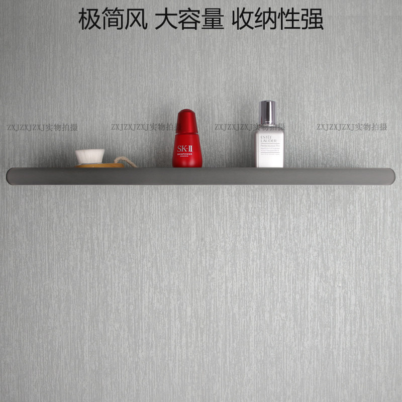 枪灰全铜浴室置物架 卫生间放手机 牙刷杯架沥水 304不锈钢镜前架