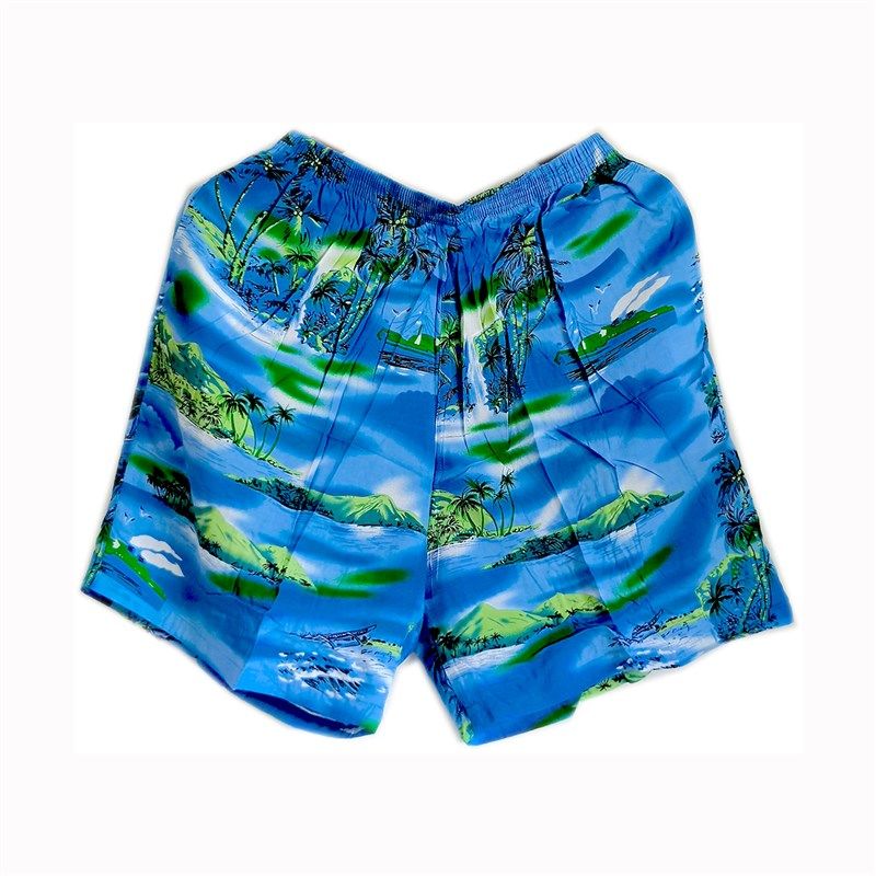 流行旅游岛服男款绵绸布料沙滩服男衬衫花衬衫宽松柔软款蓝色款