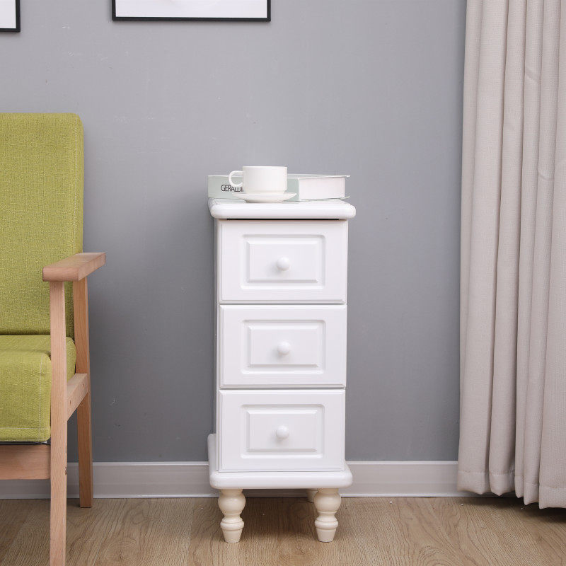 夹缝收纳边柜20/25cm实木沙发边角缝隙柜整装窄柜卧室抽屉式储物