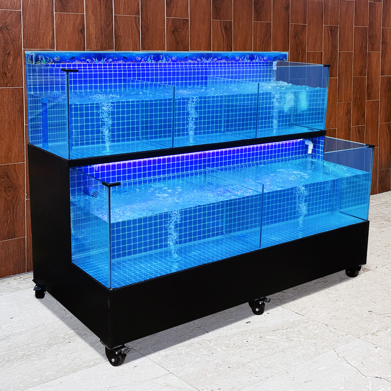 海鲜池饭店海鲜鱼缸商用海鲜缸制冷机一体超市酒店饭鱼缸移动鱼池