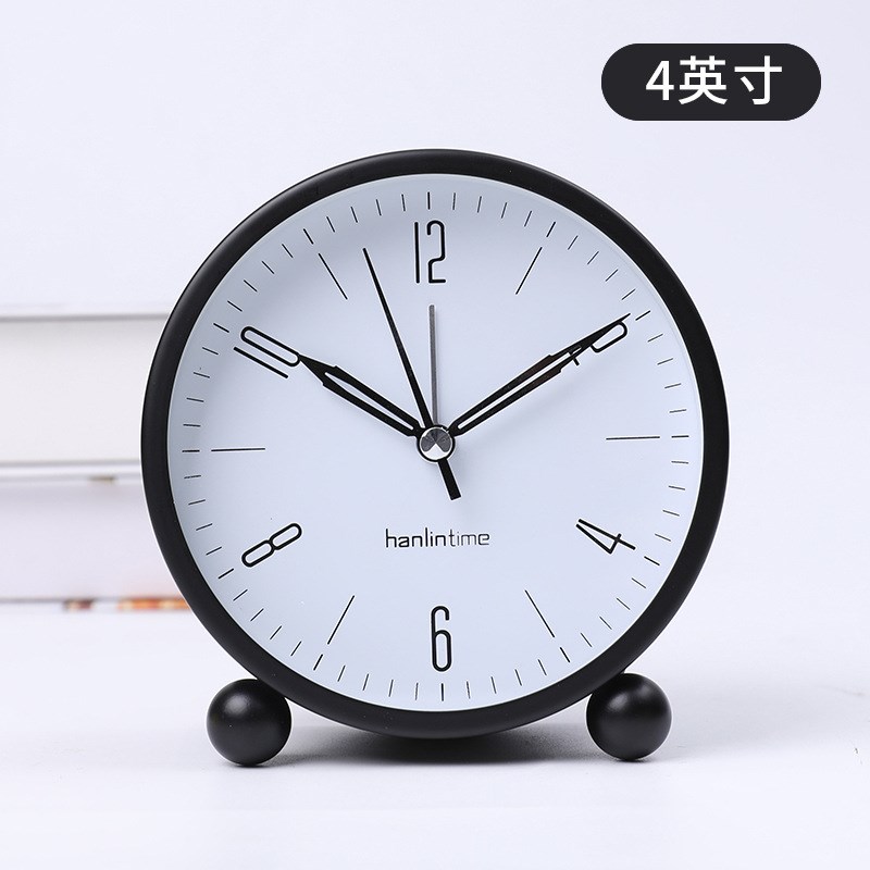 RI0T夜光小闹钟学生用静v音钟表台式台钟时钟一体桌面摆件夜灯座