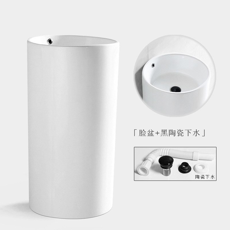 简约陶瓷立柱盆卫生间立式洗脸盆一体落地式洗手盘阳台小水池方形