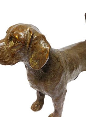 纯铜拉布拉多宠物狗摆件富贵狗发财狗生肖狗客厅办公室装饰工艺品