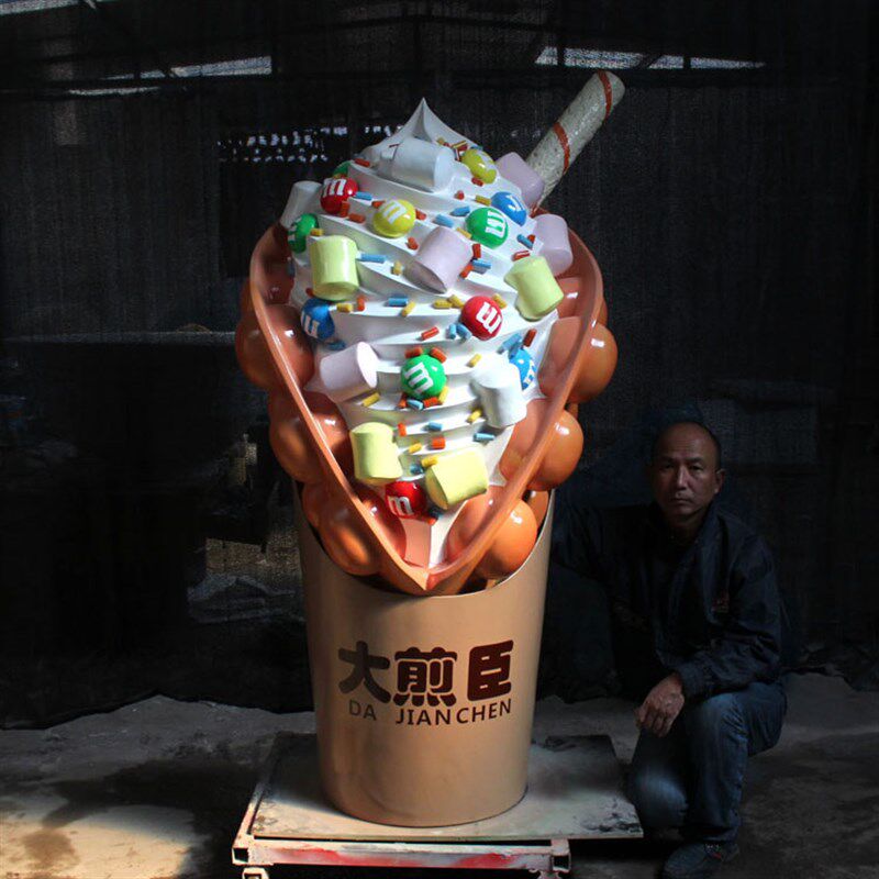 大型1.8米鸡蛋仔模型玻璃钢手工雕刻食物模型假菜门头装饰工艺品