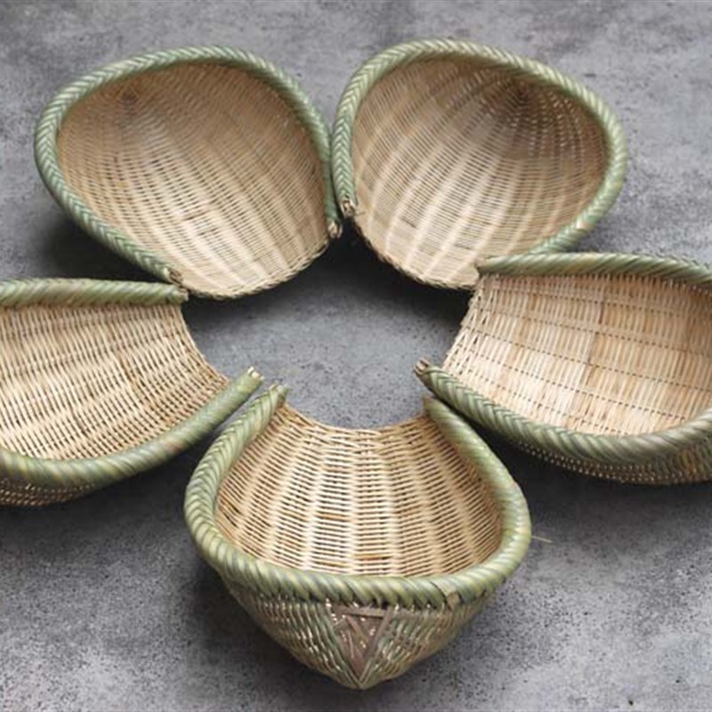 手工竹编筲箕开口竹簸箕竹制品谷插洗菜沥水筐淘米筛竹编铲筲竹筛