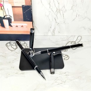 两支装签约仪式笔加重加厚底座金属台式笔前台固定办公黑色签字笔