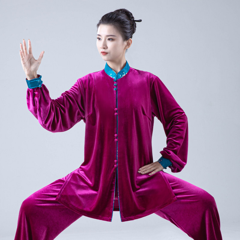 南韩绒太a极服2024年新款女秋冬季加厚冬天服装春秋太极拳练功服
