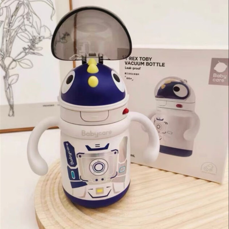 ZHIO纯钛带把保温杯太t空恐龙儿童水杯宝宝吸管杯学饮杯喝水幼太