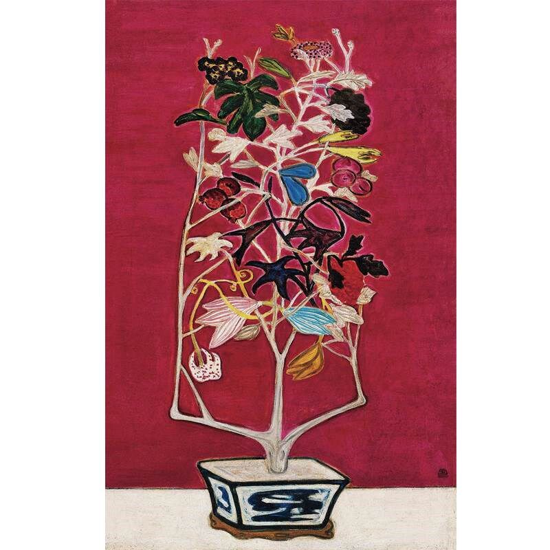 常玉《荷》中式装饰画挂画客厅玄关饭厅背景墙壁画无框画芯