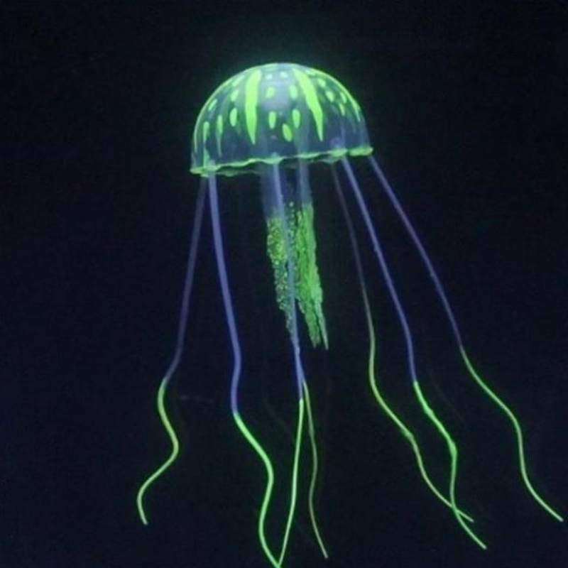 逼真大号鱼缸水母夜光造景灯塔漂浮装饰小号水草荧光悬浮迷你