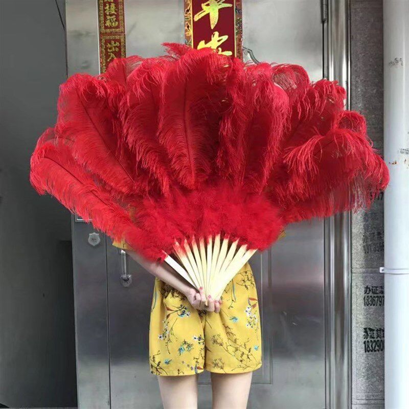 羽毛扇鸵鸟毛扇子 肚皮舞蹈蹦迪酒吧表演演唱会道具羽毛扇子折扇