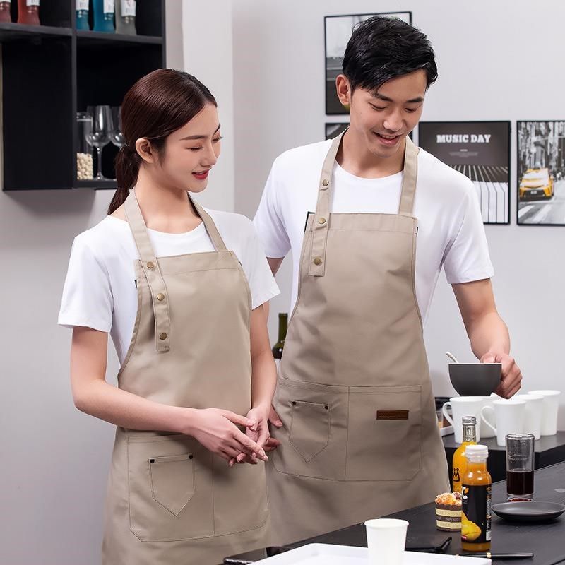 帆布围裙定制logo印字三件套时尚女美甲奶茶店工作服餐饮订制