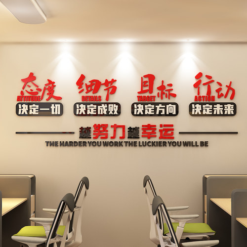 团队励志墙贴公司企业办公室背景B墙装饰亚克力立体文化墙标语墙