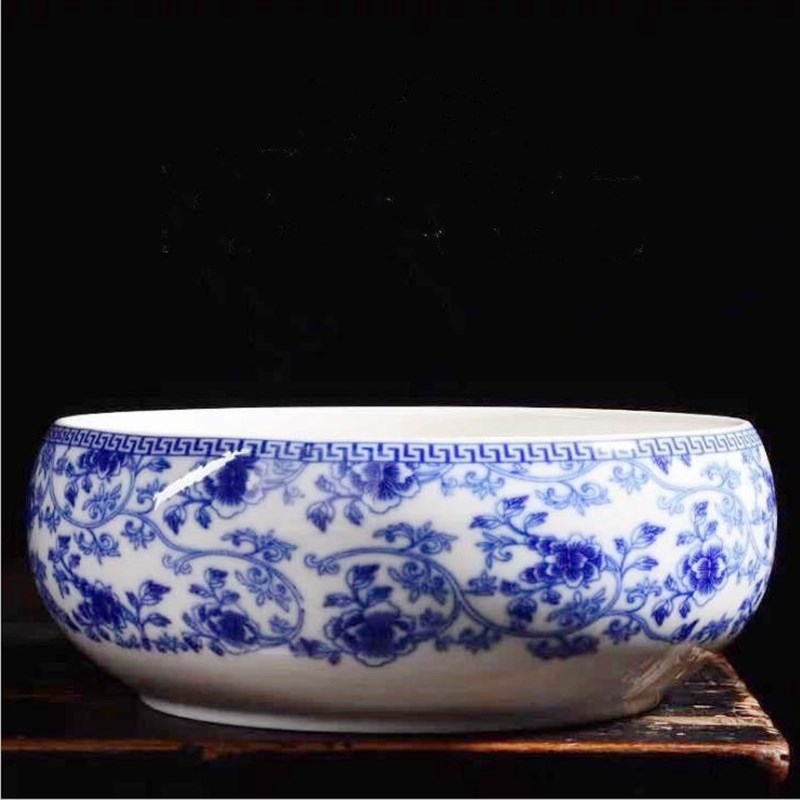 烟灰缸超大号家用客厅中式茶台多功能桌面垃圾果皮茶渣缸陶瓷花盆