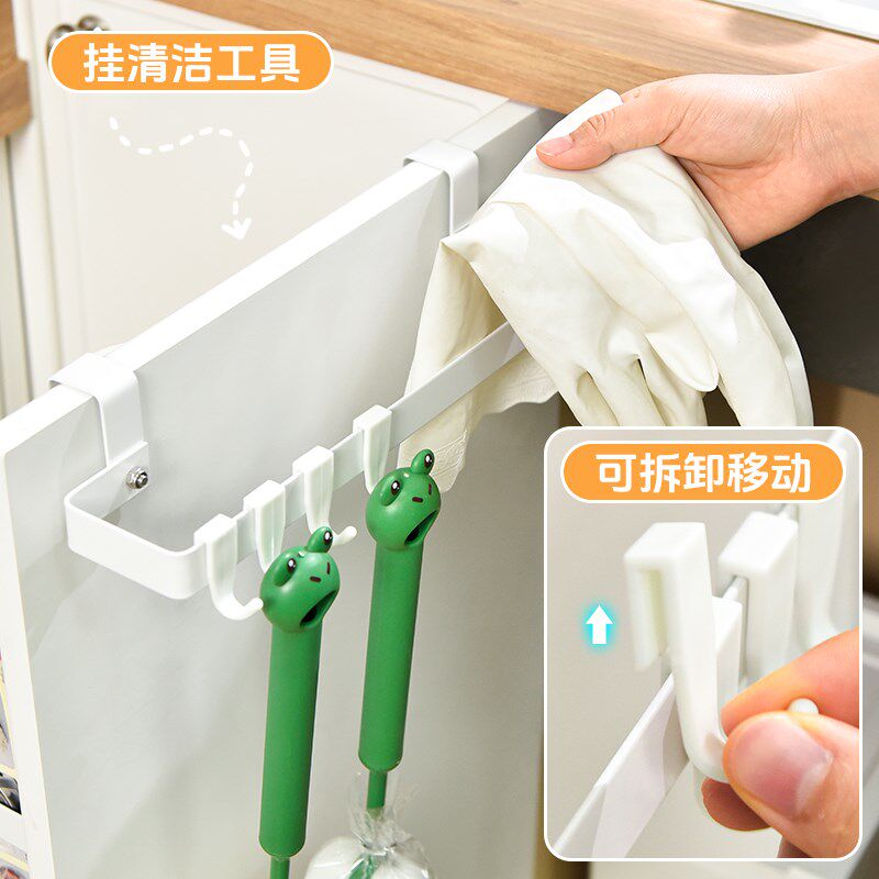 橱柜门内侧收纳挂篮免打孔家用分层保鲜膜袋盒厨房门后挂钩置物架