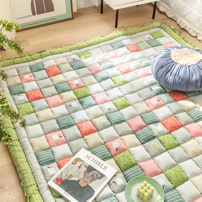 韩式全棉馒头地垫家用卧室满铺长方形床边茶几爬行垫防滑榻榻米毯