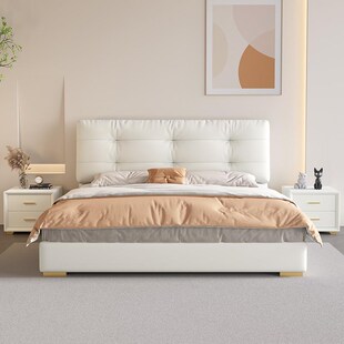 2米x2米大床主卧3/4人奶油风床两米乘两米二简约布艺床H200220c