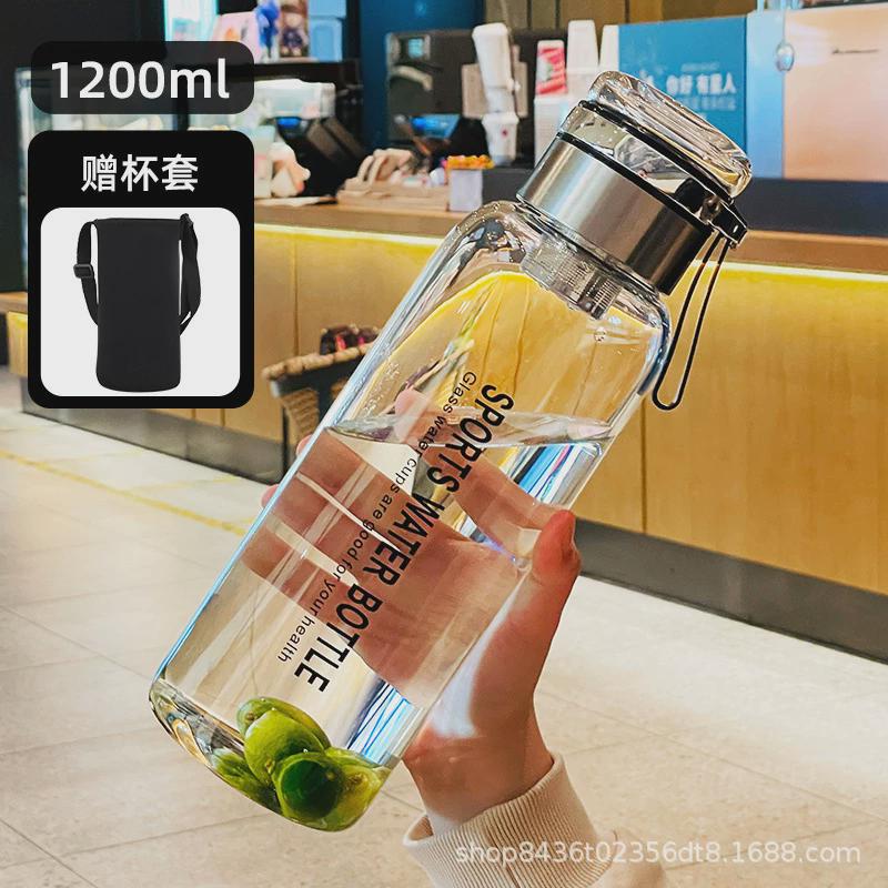 大容量墩墩杯1L玻璃大容量水壶防漏便携茶杯男士茶水分离泡茶水杯