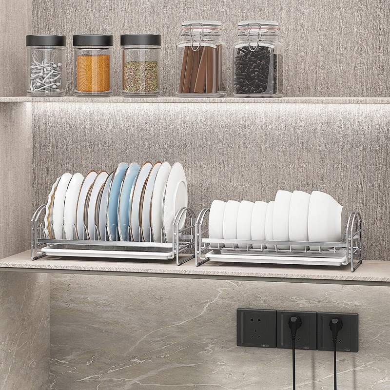 沥水架碗架厨房置物架小尺寸304不锈钢 双层碗碟架沥水篮碟架小号