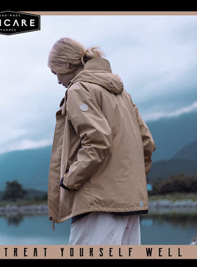 UNICARE机能复古冲锋衣防风外套男女夹克 防水雨衣时尚户外雨披潮
