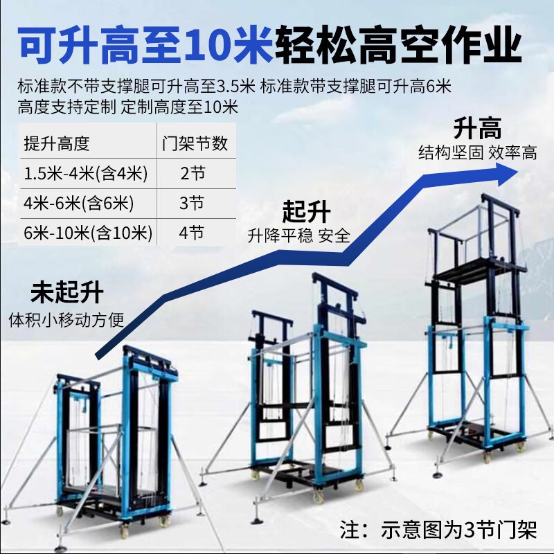 小型电动升降脚手架可折叠防锈移动遥控室外装修施工工具梯子车子