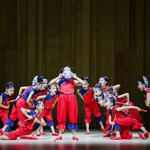 新款第九届小荷风采遥望暮鼓槌花的少年儿童民族演出舞蹈服装道具