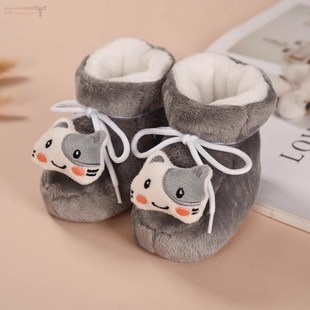 12个月新生儿8宝宝加厚绒软底防掉学步前棉鞋 婴儿袜冬季 1岁3
