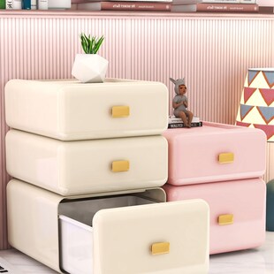 pomo桌面收纳盒抽屉式玄关柜办公桌上杂物文具整理盒化妆品储物盒