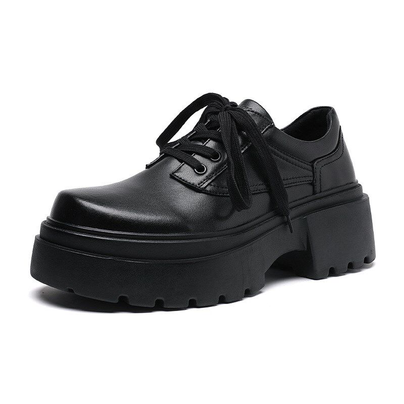 皮鞋男款休闲透气商务厚底大头德比鞋高级感英伦风黑色低帮马丁鞋