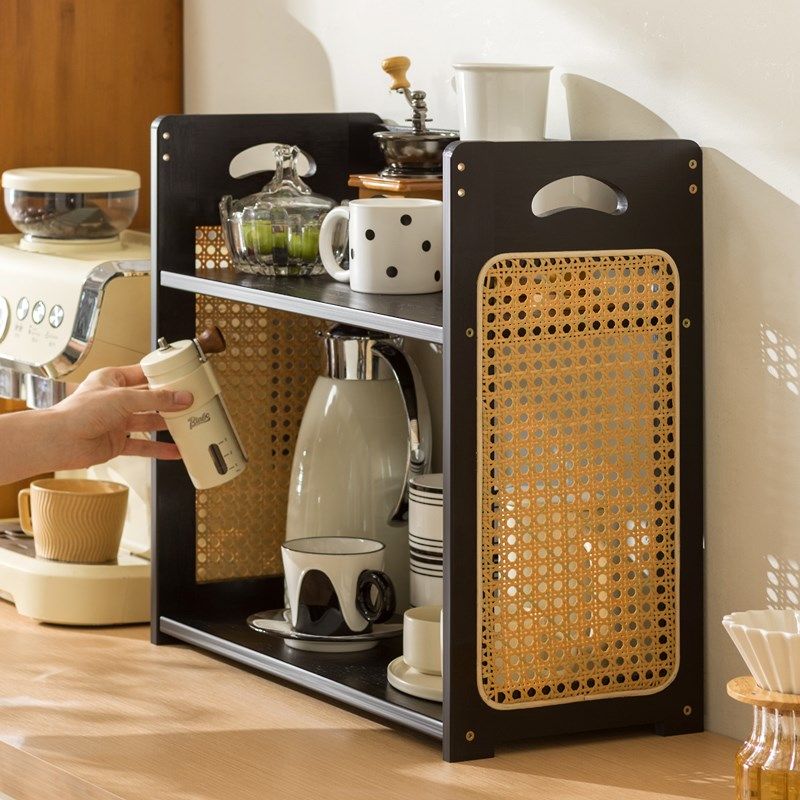 藤编杯架杯子收纳置物架咖啡角餐边柜桌面茶具水杯水壶分层整理架,家庭/个人清洁工具,杯架,淘宝优惠券,粉丝福利购,淘宝优惠卷