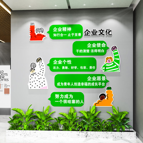 公司企业文化形象背景p墙办公室墙面装饰氛围布置励志标语挂画高