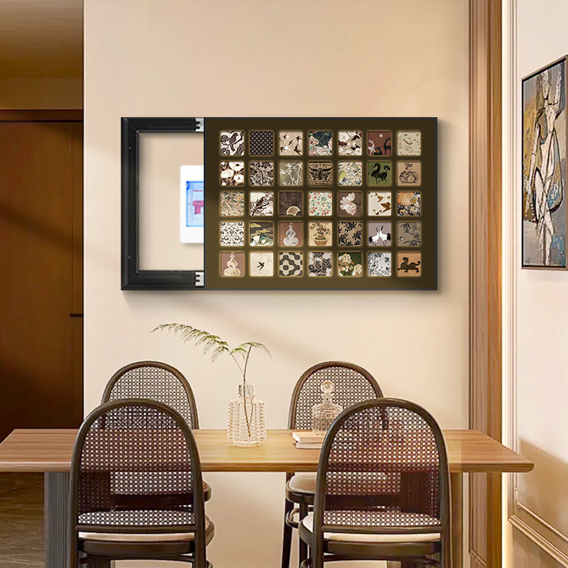 2024新款电表箱装饰画中古风百联配电箱电闸箱遮挡挂画总开关壁画,家居饰品,现代装饰画,淘宝优惠券,粉丝福利购,淘宝优惠卷