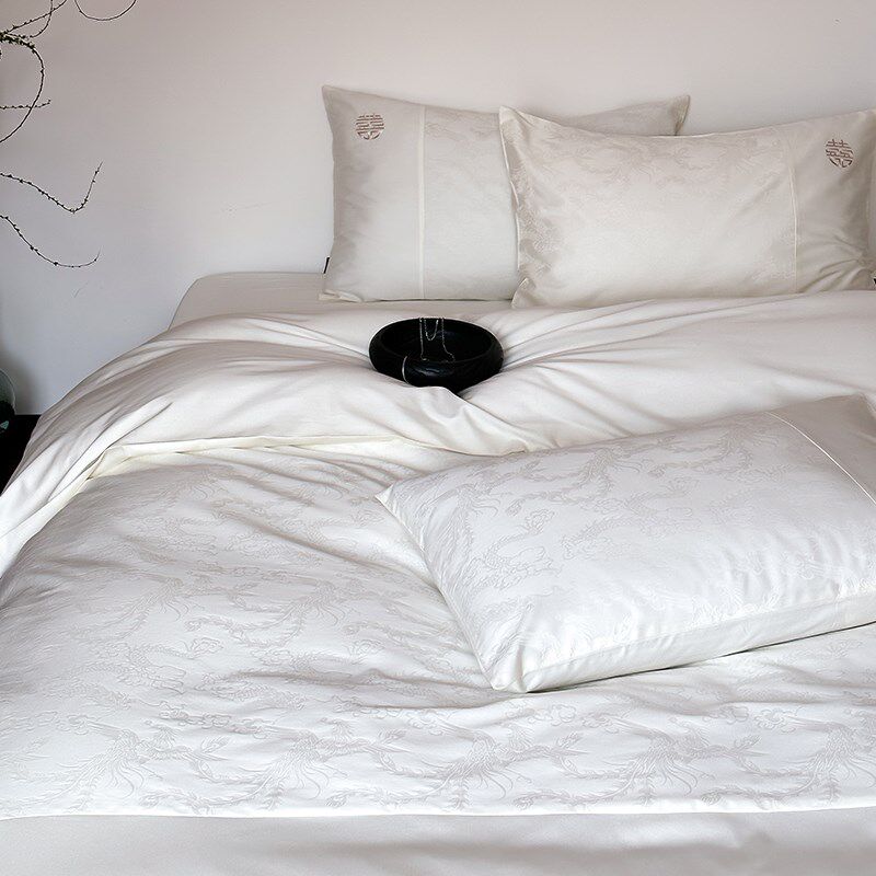 龙凤呈祥中式高级婚庆100s全棉四件套纯棉提花被套床单结婚六件套