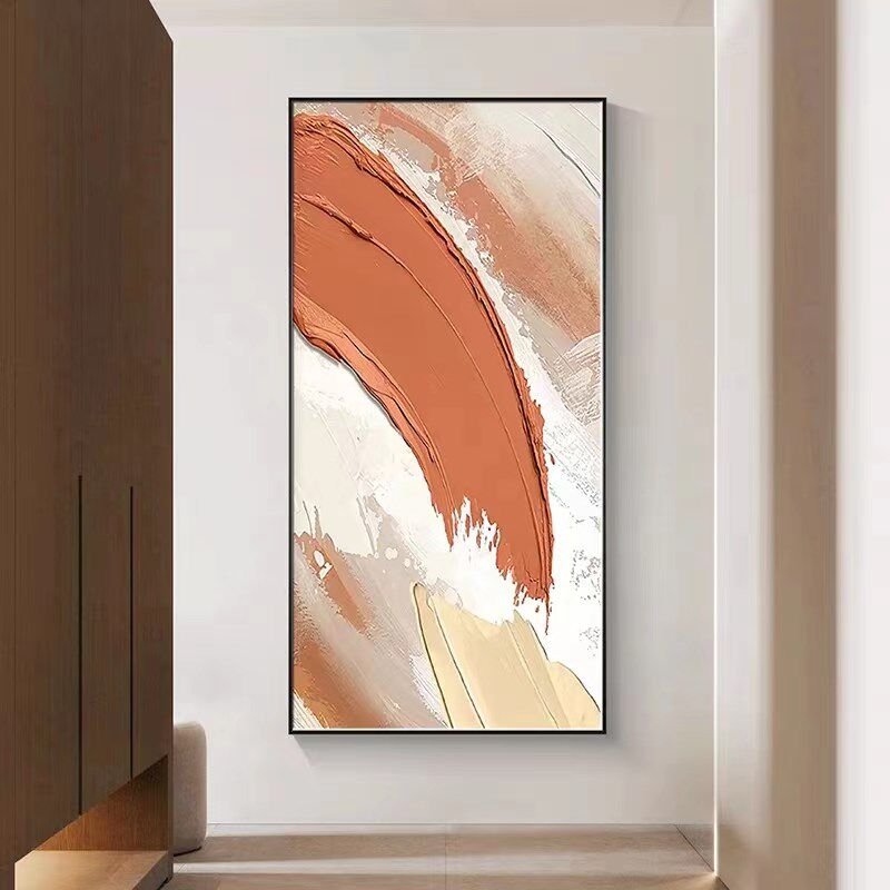 抽象玄关装饰画现代简约走廊过道楼梯口画极简侘寂风竖版大气挂画