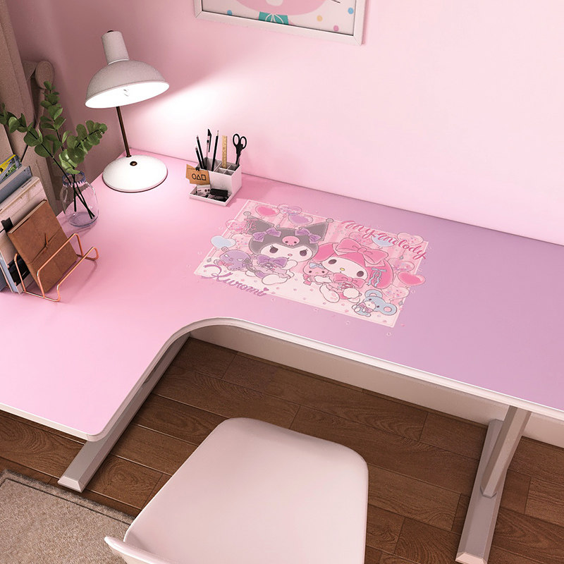 转角书桌垫拐角L型弧形 可爱卡通学习小学生课桌电脑办公桌壁纸