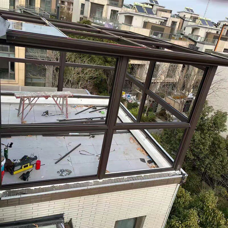 武汉阳光房定制h顶楼露台别墅庭院花园隔热铝合金玻璃房钢结构门